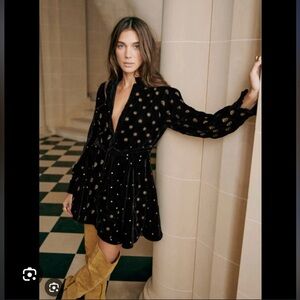 Sezane Orchidea Dress in Black Velvet